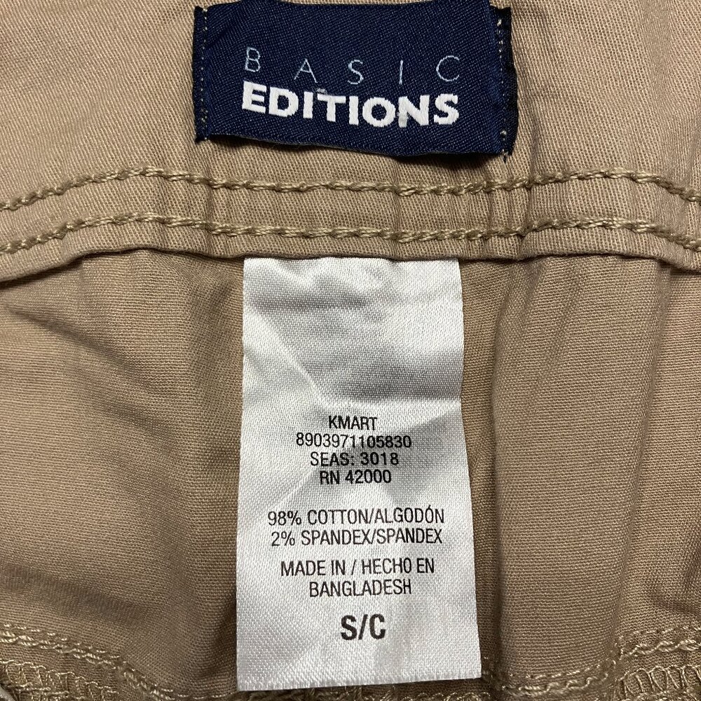 Basic Editions Womens Tan Beige Shorts with Front Patch Pockets - Sz Small - Picture 2 of 5